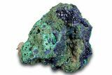 Sparkling Azurite Crystals on Fibrous Malachite - China #274688-1